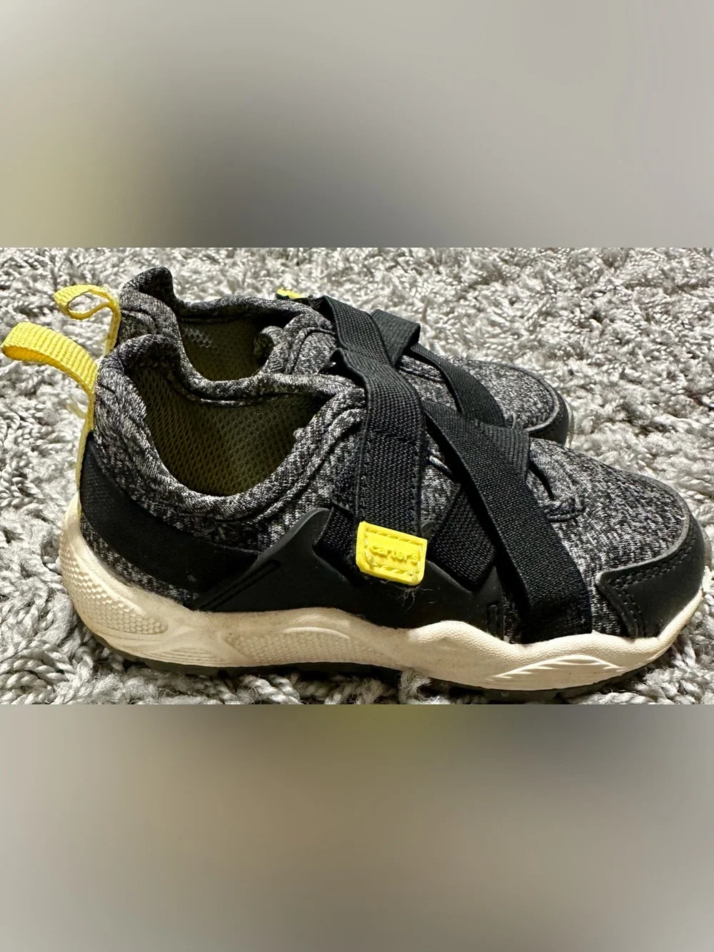 Carter's Black Knit Slip-On Kids Sneakers with Yellow Accents